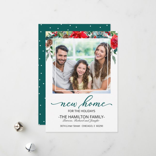 Cartes Pour Fêtes Annuelles Annonce de déménagement pour Noël Photo (Devant/Arrière en situation)