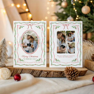 Cartes Pour Fêtes Annuelles Annonce de grossesse Collage photo de Noël Ruban