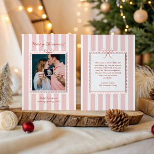Cartes Pour Fêtes Annuelles Annonce de grossesse Photo de Noël Ruban Rayures