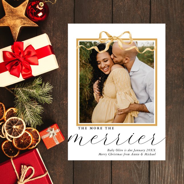 Cartes Pour Fêtes Annuelles Annonce de grossesse pour Noël : Plus on est de fo (Créateur téléchargé)