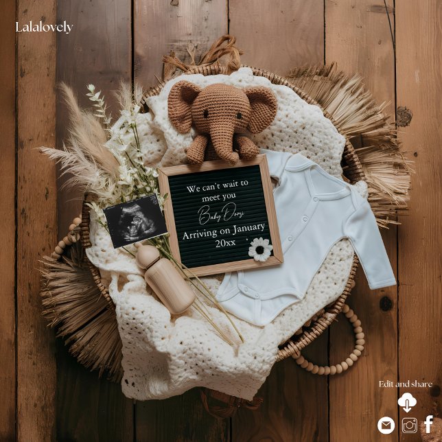 Cartes Pour Fêtes Annuelles Annonce de grossesse rustique boho mignonne  (Créateur téléchargé)