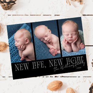 Cartes Pour Fêtes Annuelles Annonce de naissance Black New Life New Light