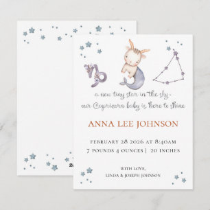 Cartes Pour Fêtes Annuelles Annonce de naissance Capricorne
