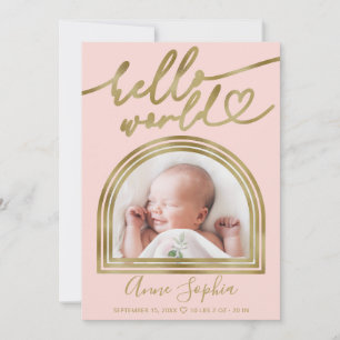 Cartes Pour Fêtes Annuelles Annonce de naissance Chic Cadre Arc Bonjour le Mon