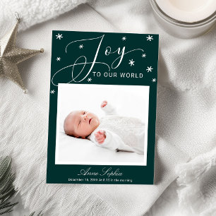 Cartes Pour Fêtes Annuelles Annonce de naissance de Noël avec un script mignon