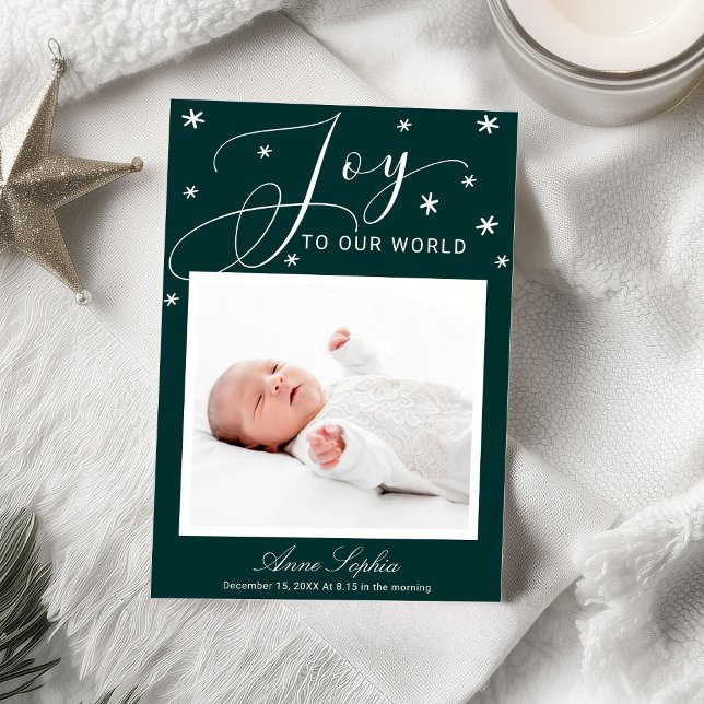 Cartes Pour Fêtes Annuelles Annonce de naissance de Noël avec un script mignon (Créateur téléchargé)
