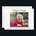 Cartes Pour Fêtes Annuelles Annonce de naissance de Noël drôle pour jeunes par<br><div class="desc">Tous les nouveaux parents pourront s'identifier à cette carte de Noël amusante pour nouveau-né. Personnalisez-la avec 1 photo sur le devant et 3 photos au dos ainsi que les informations de naissance de votre bébé. Visitez ma collection de cartes de Noël pour voir toutes les nouvelles options de cartes de...</div>