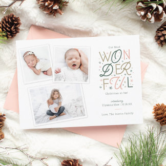 Cartes Pour Fêtes Annuelles Annonce de naissance de Noël merveilleuse 