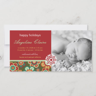 Cartes Pour Fêtes Annuelles Annonce de naissance de photo de vacances de Daisy