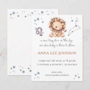 Cartes Pour Fêtes Annuelles Annonce de naissance Léo Zodiaque