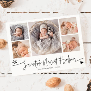 Cartes Pour Fêtes Annuelles Annonce de naissance Noël Blanc de l'Assistant du