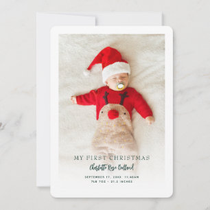Cartes Pour Fêtes Annuelles Annonce de naissance pour le premier Noël de bébé