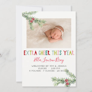 Cartes Pour Fêtes Annuelles Annonce de naissance pour les fêtes - Joie supplém