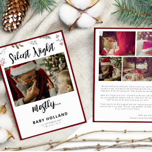 Cartes Pour Fêtes Annuelles Annonce de naissance pour Noël avec photo de Nuit