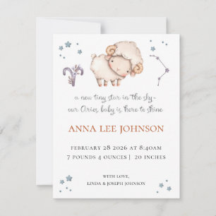 Cartes Pour Fêtes Annuelles Annonce de naissance sous le signe du Bélier