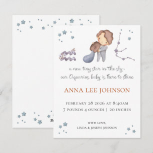 Cartes Pour Fêtes Annuelles Annonce de naissance sous le signe du Verseau