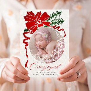 Cartes Pour Fêtes Annuelles Annonce de naissance sur une photo de vacances ple