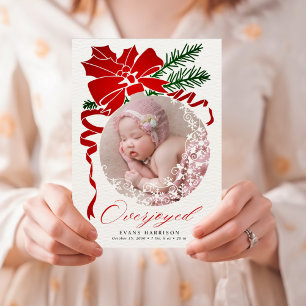 Cartes Pour Fêtes Annuelles Annonce de naissance sur une photo de vacances ple