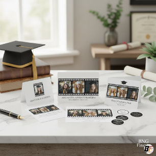 Cartes Pour Fêtes Annuelles Annonce de remise de diplômes Modern Filmstrip 3 P