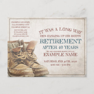 Cartes Pour Fêtes Annuelles Annonce de retraite avec de vieilles bottes