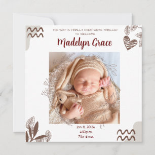CARTES POUR FÊTES ANNUELLES ANNONCE NAISSANCE BÉBÉ - PERSONNALISABLE