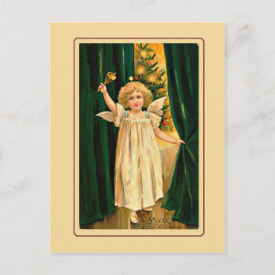 Cartes Pour Fêtes Annuelles Annonce Noël Ange Vintage Little