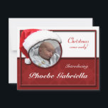 Cartes Pour Fêtes Annuelles Annonces de naissance de Noël de Santa Hat<br><div class="desc">Une façon élégante et mignonne d'annoncer votre nouveau cadeau pré-vacances!</div>