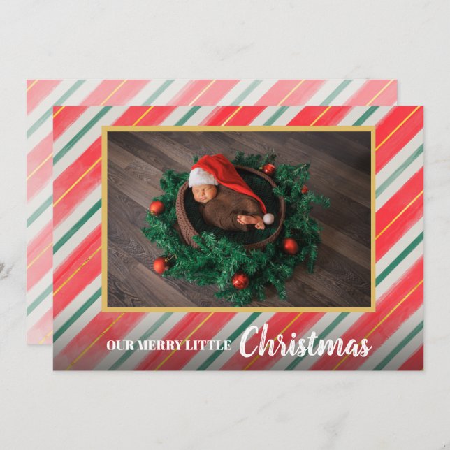 Cartes Pour Fêtes Annuelles Annonces de naissance photo de bébé de Noël (Devant / Derrière)