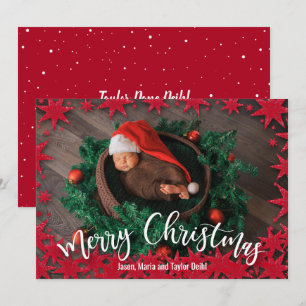 Cartes Pour Fêtes Annuelles Annonces de Naissances de Noël des Étoiles Rouges