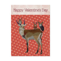 ANTELOPE & ANTLER OWLS VALENTINE'S Postcard
