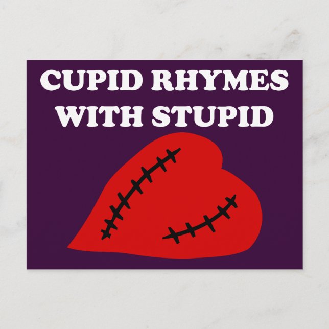 Cartes Pour Fêtes Annuelles Anti-Valentine's Day : Cupidon rime avec stupide (Devant)
