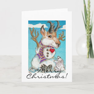 Cartes Pour Fêtes Annuelles Antilope et lapin de Pronghorn de bonhomme de