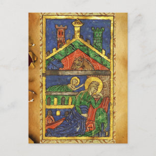 CARTES POUR FÊTES ANNUELLES ANTIQUE NATIVITÉ CHRISTMAS PARCHEMENT