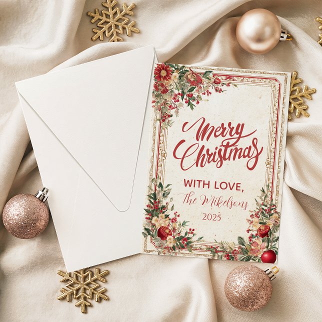 Cartes Pour Fêtes Annuelles Antique Red Berry Baroque Christmas (Créateur téléchargé)