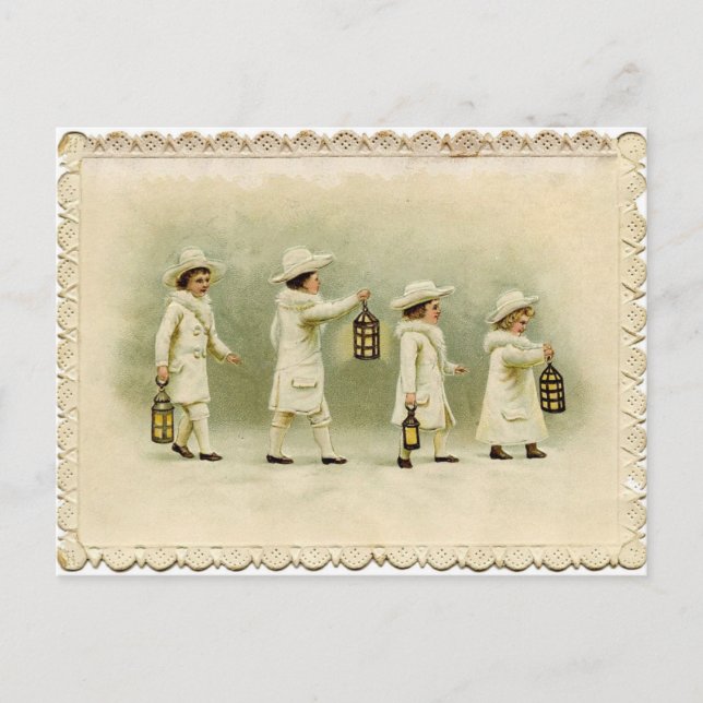 Cartes Pour Fêtes Annuelles Antique Reproduction Salutations de Noël (Devant)