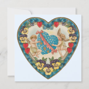 Cartes Pour Fêtes Annuelles Antique Saint Valentin, les anges Vintages dans un