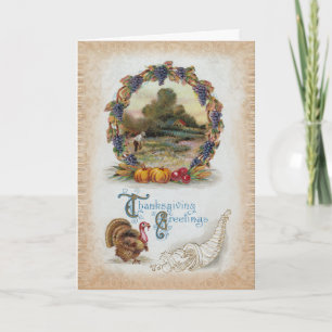Cartes Pour Fêtes Annuelles Antique Turquie Vintage Thanksgiving