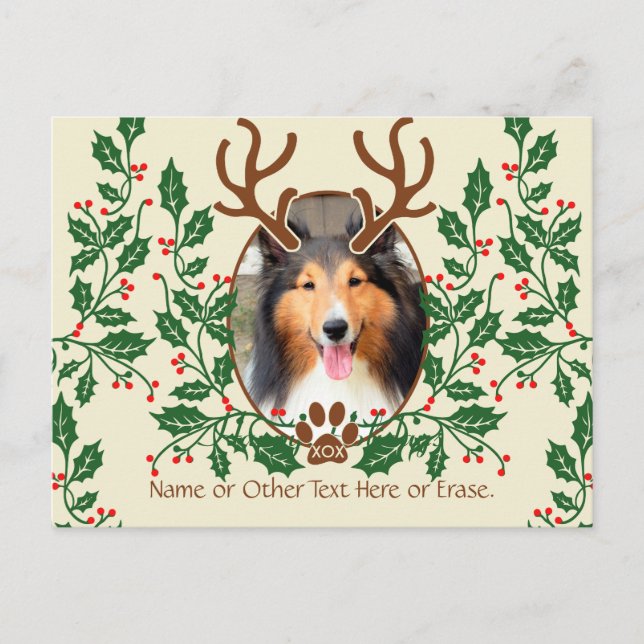 Cartes Pour Fêtes Annuelles Antlers de Noël pour chien / chat Personnaliser la (Devant)