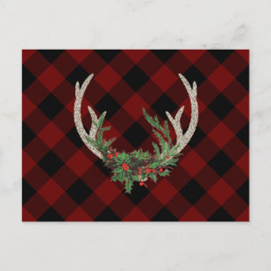 Cartes Pour Fêtes Annuelles Antlers Russes Boho Deer   Floral de Noël