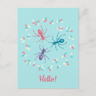 Cartes Pour Fêtes Annuelles Ants Spring Pastel Faune Bonjour