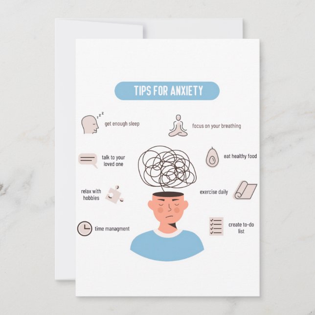 Cartes Pour Fêtes Annuelles Anxiety Tips Minimal Mental Health Art (Devant)