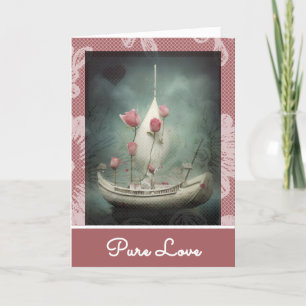 Cartes Pour Fêtes Annuelles *~* AP51 22 Coeurs romantiques en canoë Valentin