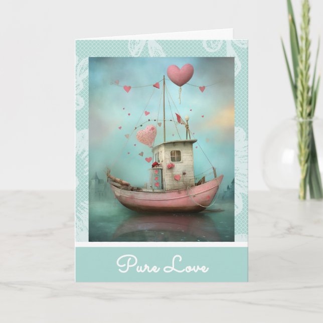 Cartes Pour Fêtes Annuelles *~* AP51 2 Love Boat Hearts Romantique Valentine (Devant)