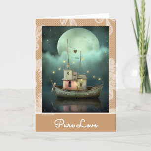 Cartes Pour Fêtes Annuelles *~* AP51 35 Romantic House Boat Hearts Valentine
