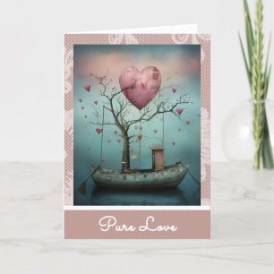 Cartes Pour Fêtes Annuelles *~* AP51 Coeurs de bateaux romantiques Valentine S