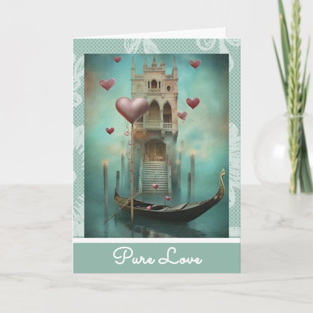 Cartes Pour Fêtes Annuelles *~* AP51 Romantique Love Boat Hearts Valentine 3 (Devant)