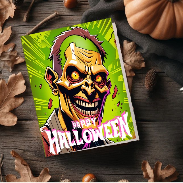 Cartes Pour Fêtes Annuelles Apocalypse zombie Halloween. (Spooky and Scary Zombie Apocalypse Halloween.)