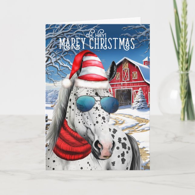 Cartes Pour Fêtes Annuelles Appaloosa Horse drôle MAREy Noël (Devant)