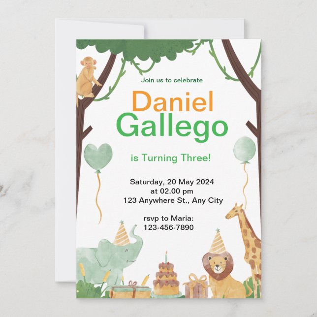 Cartes Pour Fêtes Annuelles Appel aux animaux Pour célébrer un anniversaire (Devant)