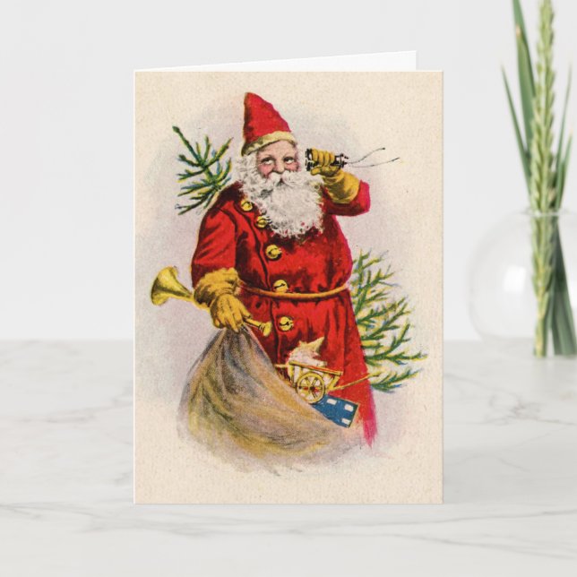 Cartes Pour Fêtes Annuelles Appel Père Noël Vintage (Devant)